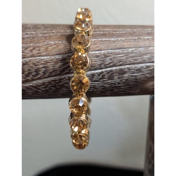 Topaz Crystal Gold Tone Magnetic Close Bangle Bracelet - Picture 5 of 8